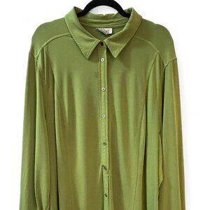 Avenue Stretch Women’s 26/28 Green Collared Button Up Blouse